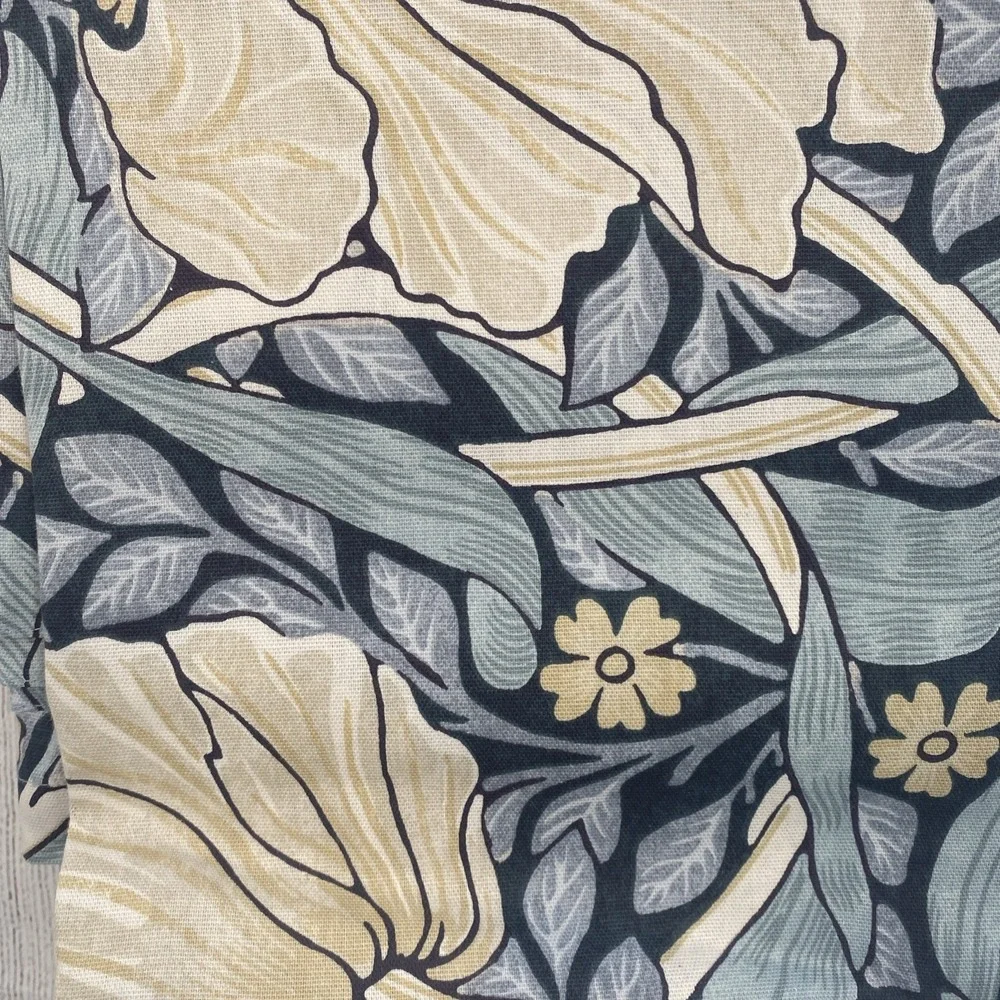 William Morris Curtain Panel Pair 50x84 Pimpernel Ink Navy Blue Floral Cotton